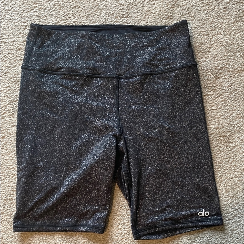 ALO Yoga Women's Sparkle Black Bike Shorts
